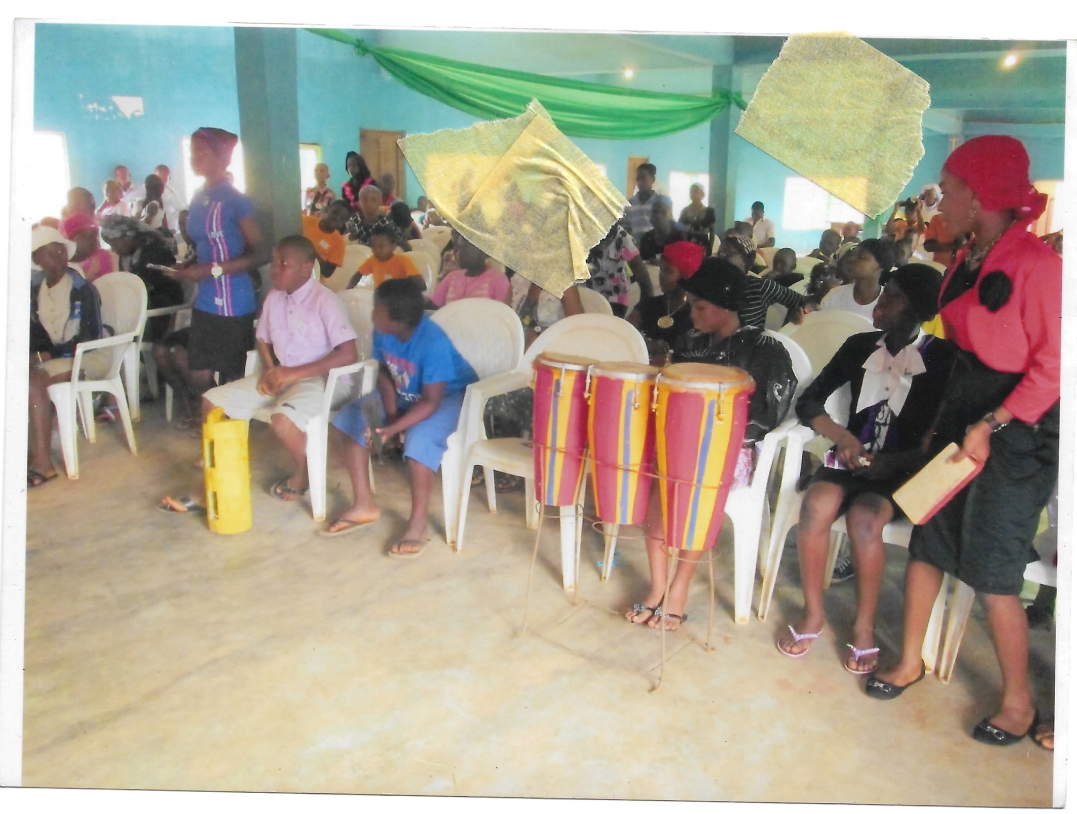 sining group at mass during holiday camping